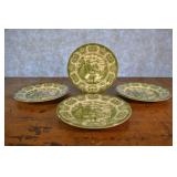 4 Staffordshire England Green Plates Old Inn Serie