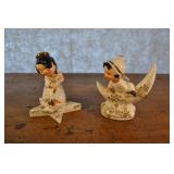 Lefton Moon Boy And Star Angel Ceramic Figurines