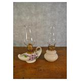 Vintage Milk Glass And Norcrest Porcelain Oil Lamp