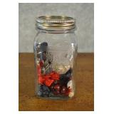 Vintage Buttons & Jar. Mother Of Pearl, Military..