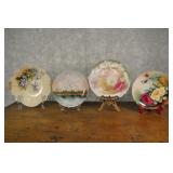 Four Hand Painted Plates - Mt Rainier And Florals