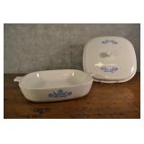 Blue And White Corning Ware Casserole With Lid 10"