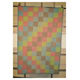 Patchwork Quilt 52x80 Grey, Green, Pink, Blue
