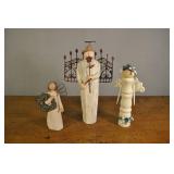 Wooden Angels Set Of Three, Tallest Is 9.5 Inches