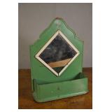 Vintage Green Tin Wall Mount Shaving Mirror