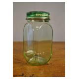 Vintage Vaseline Green Glass Canning Jar