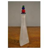 Frosted Triange Decanter With Stopper 7.75 Inches