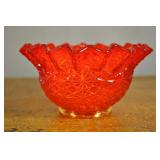 Fenton Amberina Nappy Bowl, Wavy Rim