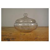 Covered Candy Dish, Etched Splits & Leaf Pattern