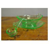 Vintage Vaseline Green Glass Condiment Server