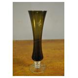 Black Bud Vase Etched Flower, 8.125 Inches High