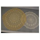 Pair Crocheted Round Table Covers
