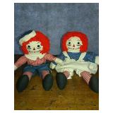 Raggedy Ann And Andy Dolls, Embroidered Faces,
