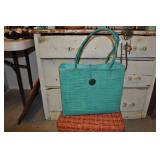 Woven Turquoise Tote Bag