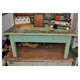 Wooden Coffee Table, Painted Patina Green