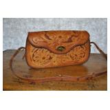 Handcrafted Leather Purse Floral Design