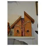 Pair Handmade Wooden Birdhouse Book Ends