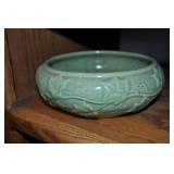 Shawnee Centerpiece Bowl Green Glazed Ceramic