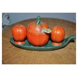Mini Pumpkin Salt & Pepper And Jam Jar With Tray