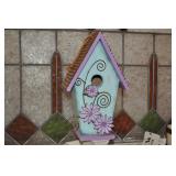 Blue And Purple Birdhouse, Tin Roof ,12 Inches