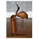 Wicker Crane And Basket, 11 Inches