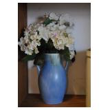 Ceramic Double Handle Urn W/ Silk Hydrangeas 12.5"