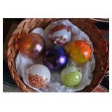 Blown Glass Holiday Ornaments, 6 Balls