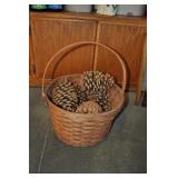 Handwoven Longaberer Basket With Pine Cones