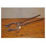 Antique Hand Forged Blacksmith Tongs 27" Antique Hand Forged Blacksmith Tongs 27"