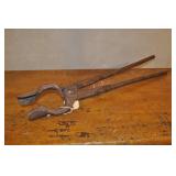 Antique Hand Forged Blacksmith Tongs 27"