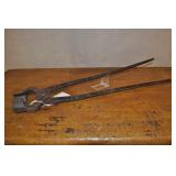 Antique Hand Forged Blacksmith Tongs 25 1/2" Antique Hand Forged Blacksmith Tongs 25 1/2"