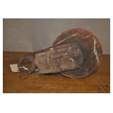 Vintage Metal And Wood Rigging Pulley, 6" Wheel Vintage Metal And Wood Rigging Pulley, 6" Wheel
