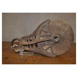 Vintage Metal And Wood Rigging Pulley, 6" Wheel Vintage Metal And Wood Rigging Pulley, 6" Wheel