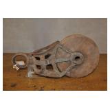 Vintage Metal And Wood Rigging Pulley, 5" Wheel