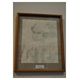 Framed Original Pencil Art  " The Troubled Elder "