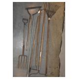 Assorted Garden Tools - Hoe, Rakes, Weeder, 8pcs