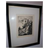 Mountain Scene Artists Etching " Trail To Dream Mountain Scene Artists Etching " Trail To Dream