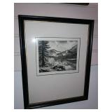 Mountain Scene Artists Etching " Bear Lake Trail"