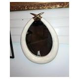 Vintage Mosaic Bone Inlaid Teardrop Mirror. Vintage Mosaic Bone Inlaid Teardrop Mirror.