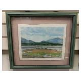 Framed Watercolor On Paper Cirrus Clouds Over Framed Watercolor On Paper Cirrus Clouds Over