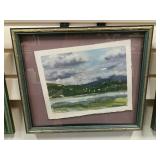 Framed Watercolor On Paper Samish Tide Flats,