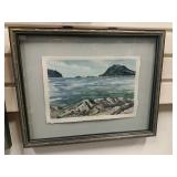 Framed Watercolor Starfish At Williams Point -