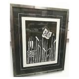 Black And White Artist Print On Paper With Bamboo