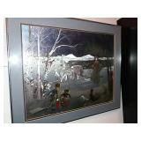Framed Print Foil Etching Winter Forest Scene Framed Print Foil Etching Winter Forest Scene