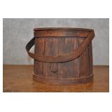 Dark Wood Firkin With Handle And Copper Staples