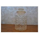 Pressed Glass Lidded Canister 9"h X 5.5"w Pressed Glass Lidded Canister 9"h X 5.5"w