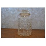 Pressed Glass Lidded Canister  9"h X 5.5"w