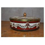 Vintage Lidded Tin, Made In England 4"hx8"w Vintage Lidded Tin, Made In England 4"hx8"w