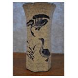 Yamaji Vase, Blue And White Geese, 9.25"h X 4.75