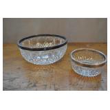 Two Crystal Bowls Accented With Silver Plate Trim Two Crystal Bowls Accented With Silver Plate Trim
